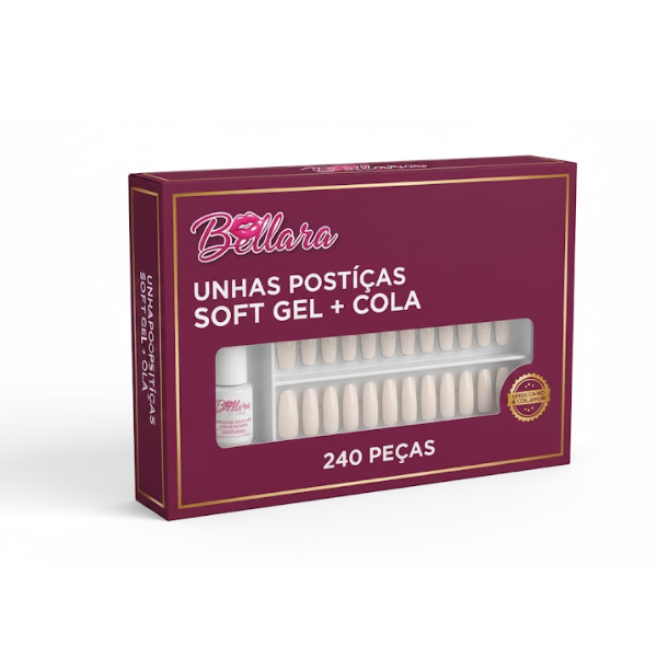 Unhas Postiças Soft Gel com Cola