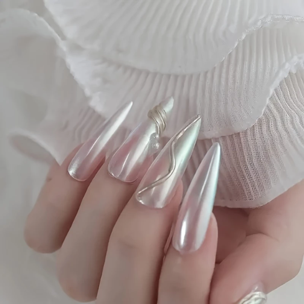 Esmalte Holográfico Branco Pérola Com Brilho Para Decoração De Nail Art