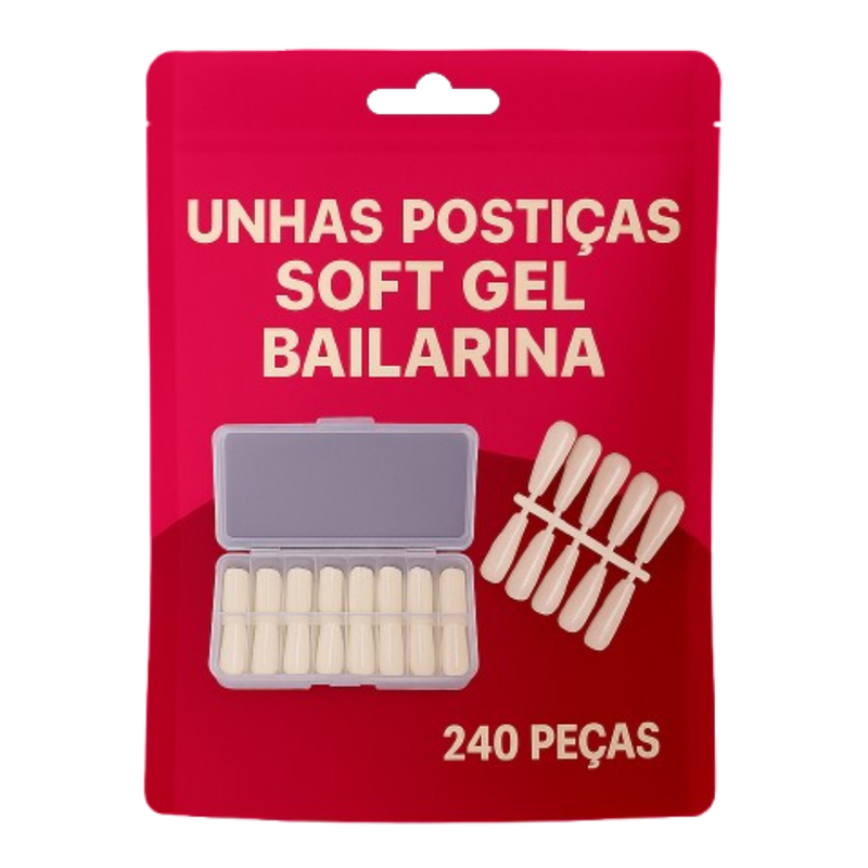 Unhas Postiças Soft Gel Bailarina