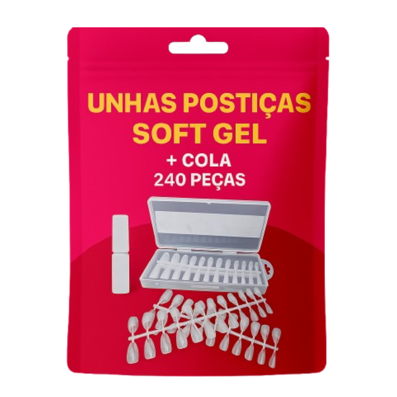 Unhas Postiças Soft Gel com Cola