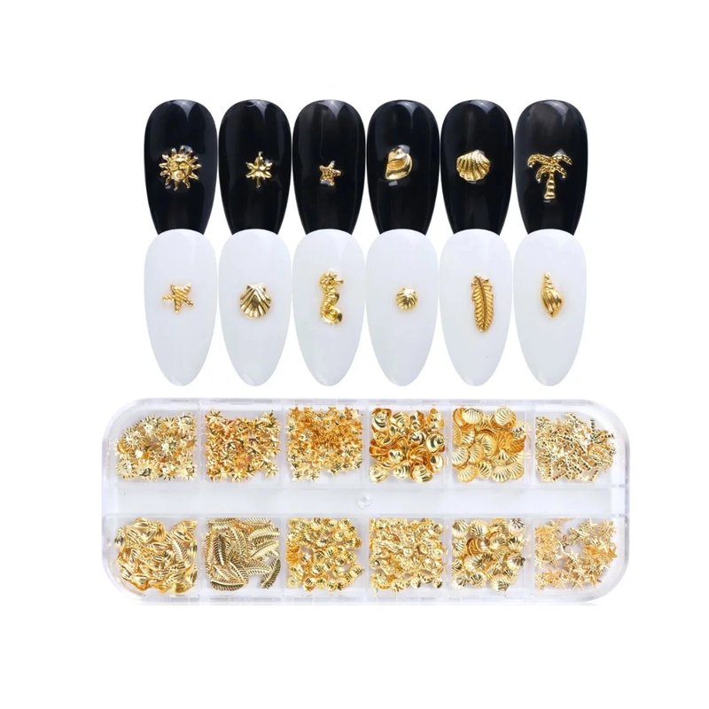 Fundo do Mar - Decorações Douradas para Unhas