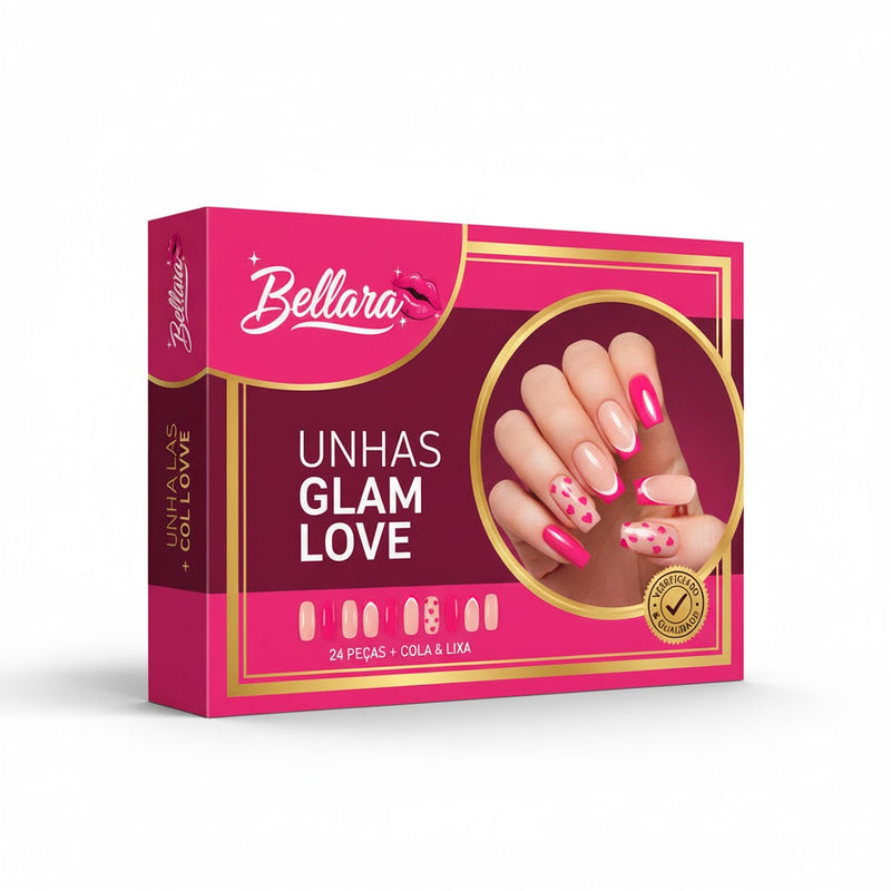 Unhas Glam Love - com Cola e Lixa